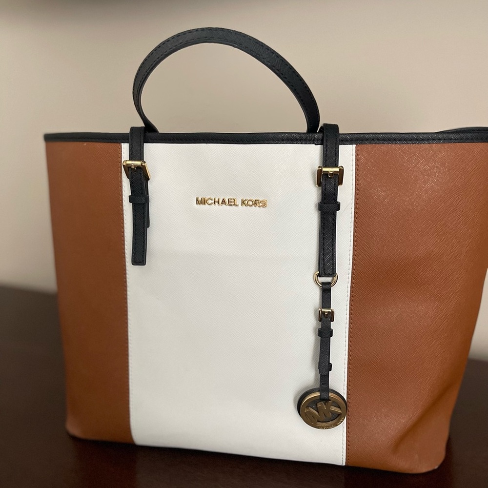 MICHAEL Michael Kors Brown and White Tote